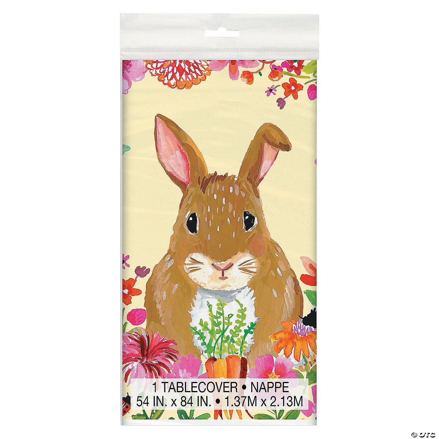 Floral Easter Bunny Rectangular Plastic Table Cover 54"x84"