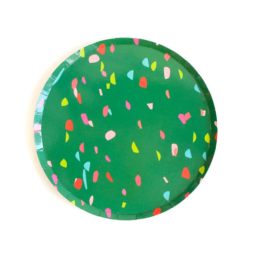 Green Holiday Confetti Paper Plates, 8 Count*