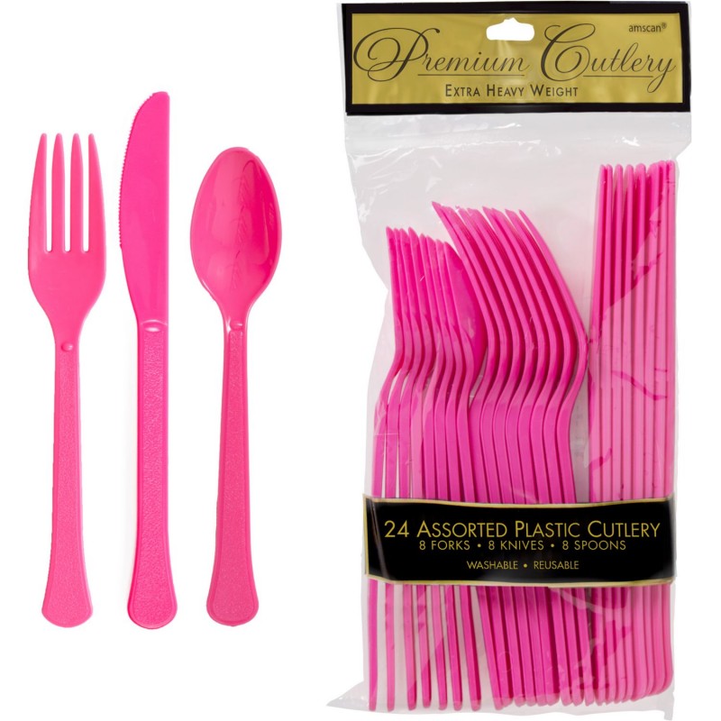 HOT PINK PLASTIC CUTLERY