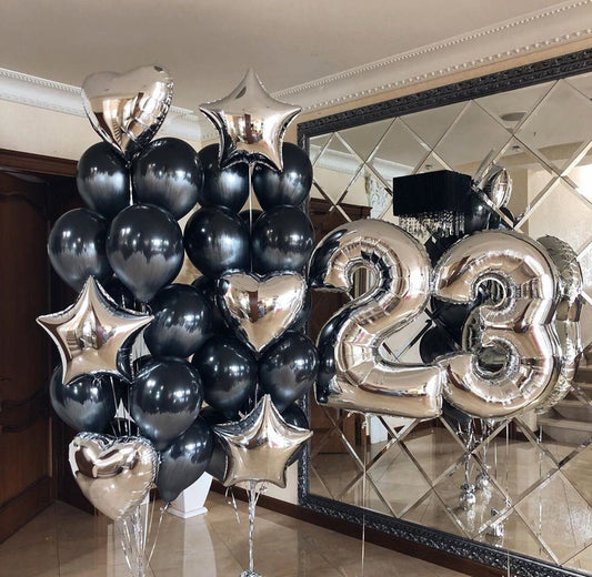 Black & Silver Age Birthday Grand Bouquet