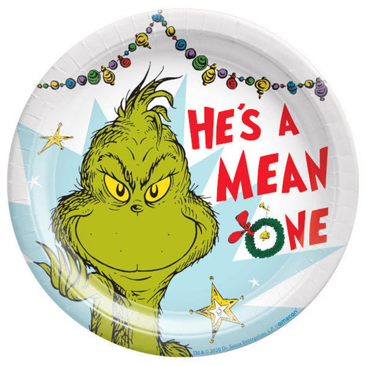 He's a Mean One Paper Dessert Plates, 7in, 8ct - Dr. Seuss