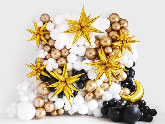 Air-Filled Starburst Balloons, 3D Star Foil