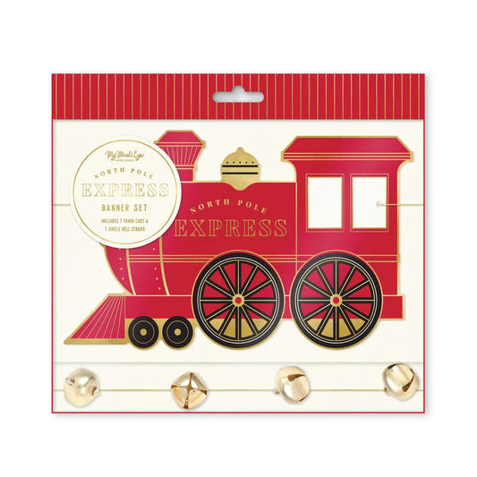 NORTH POLE EXPRESS TRAIN & BELL BANNER SET