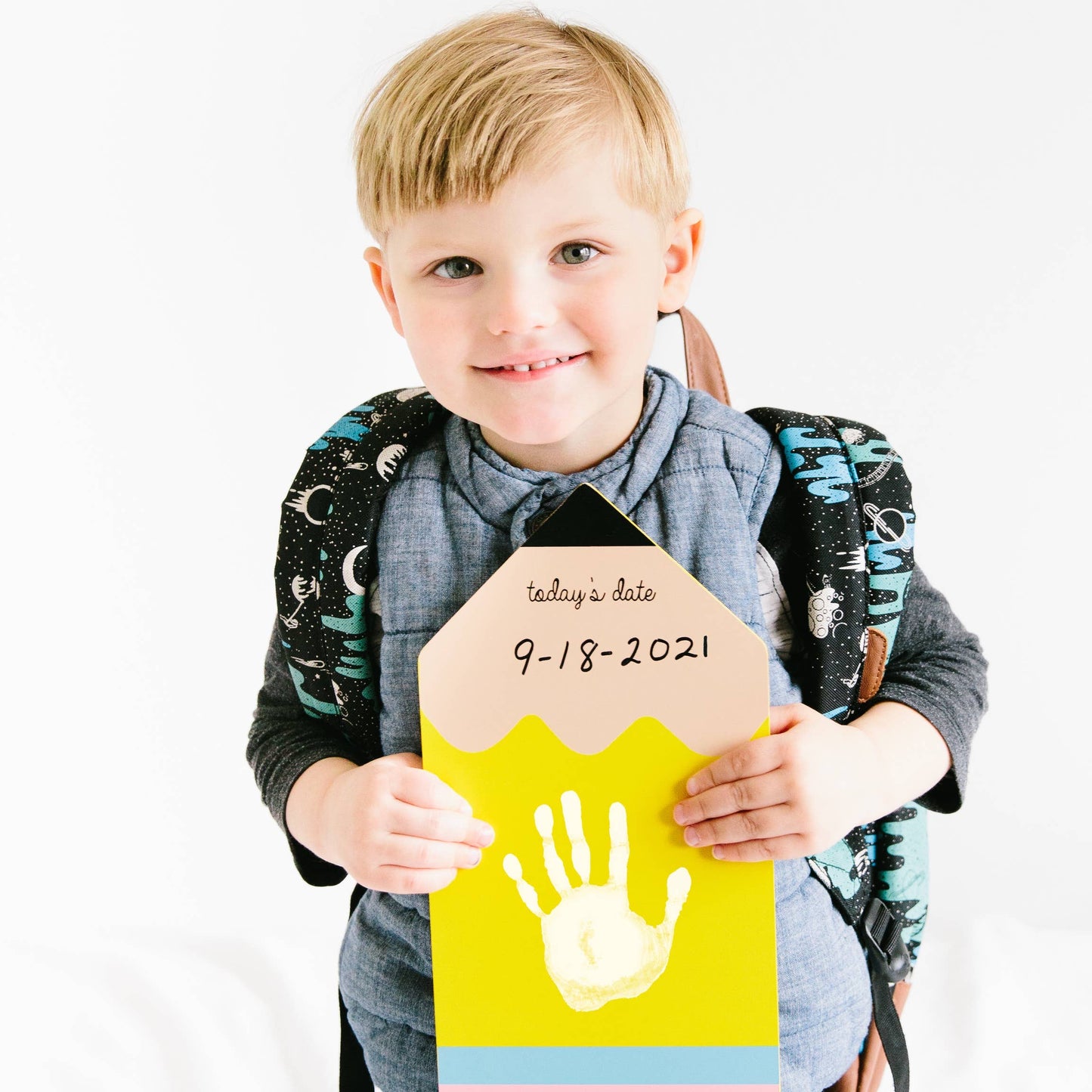 First or Last Day of School Reversible Pencil Handprint Sign