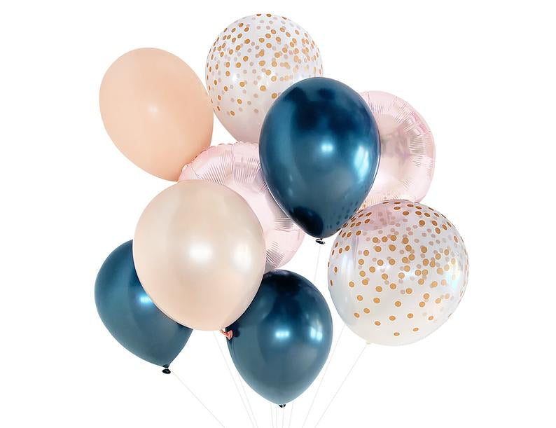 Navy Blush and Rose Gold Balloons