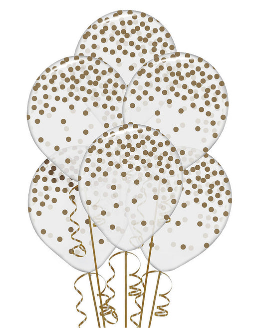 Transparent & Gold Dot Balloons 12in