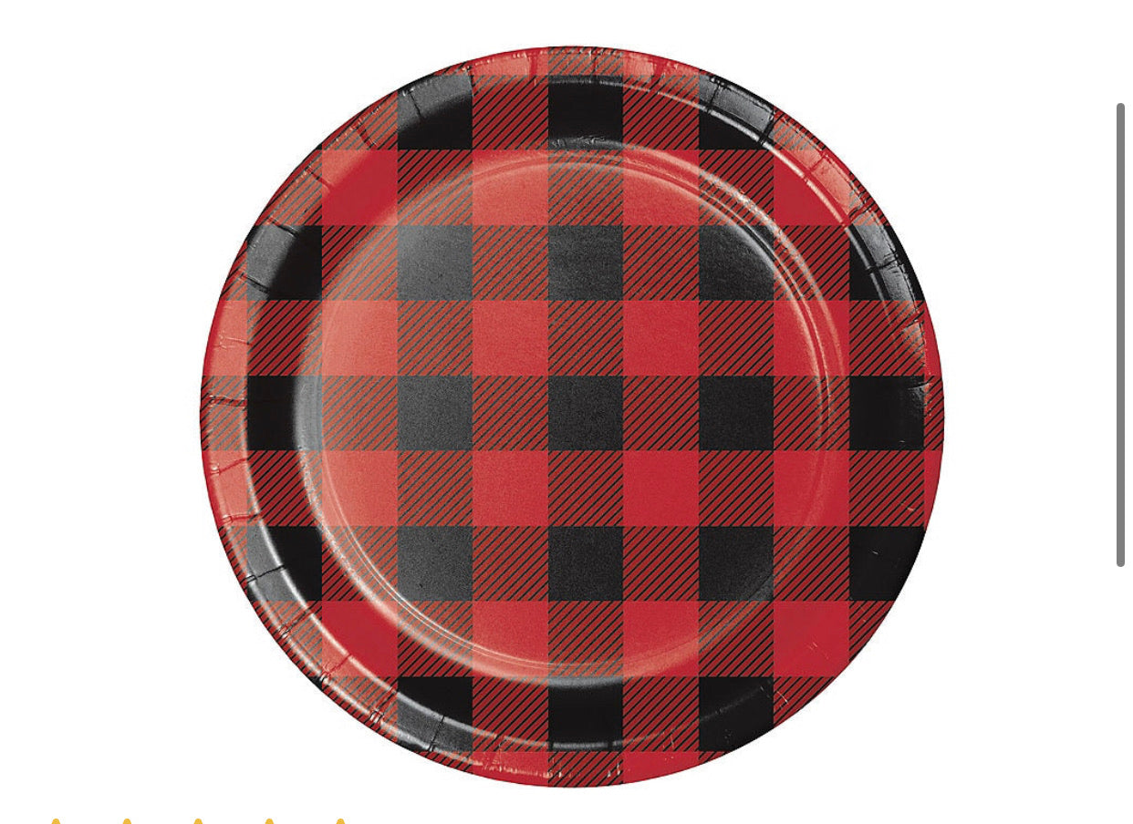Lumber Jack Buffalo Plaid Dessert Plates 8ct
