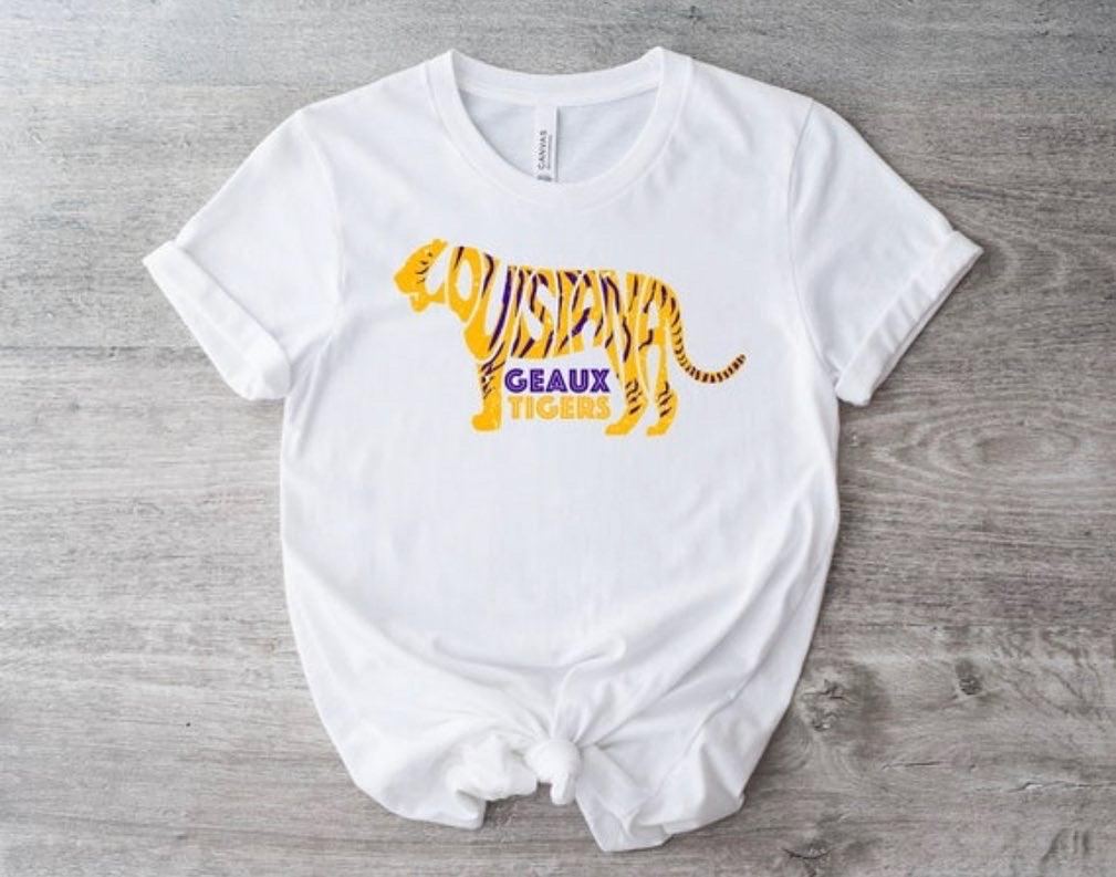 Geaux Tigers White Tee