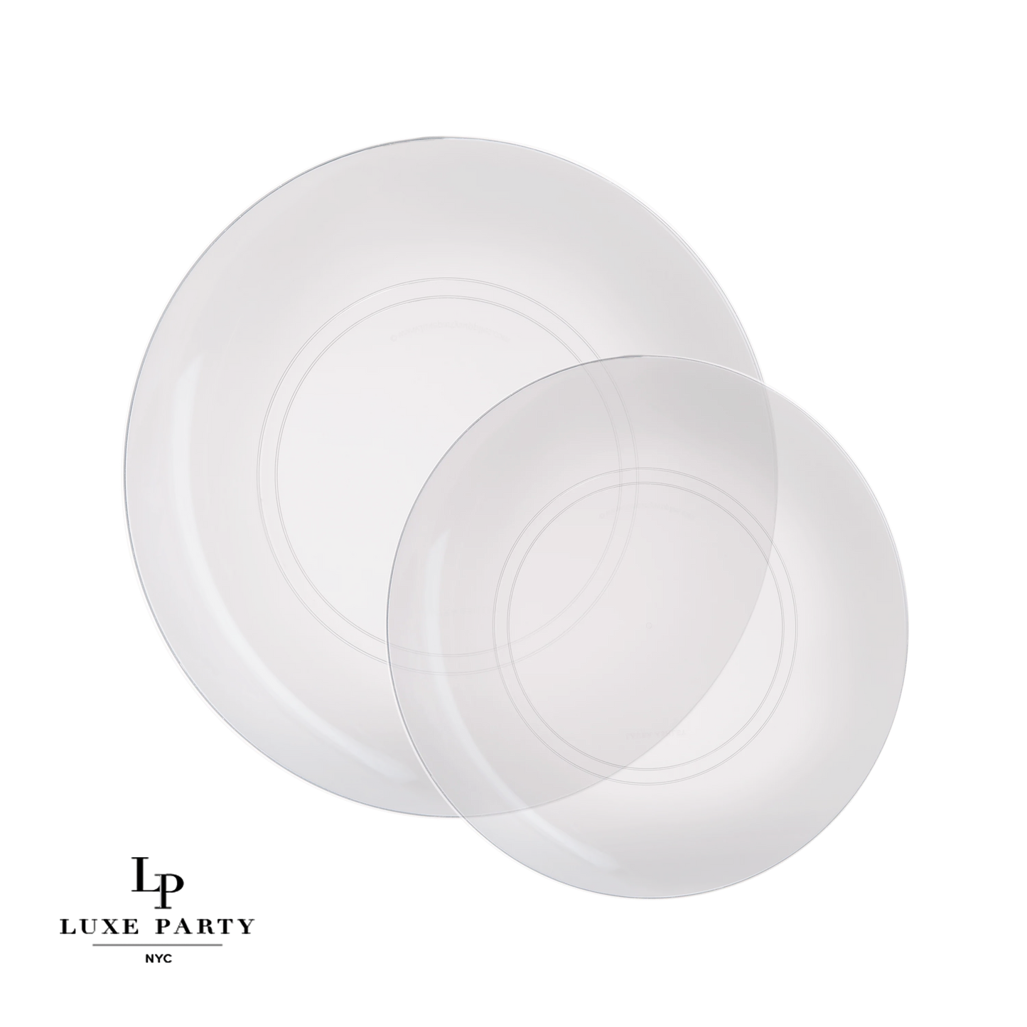 Clear • Silver Round Plastic Plates | 10 Pack