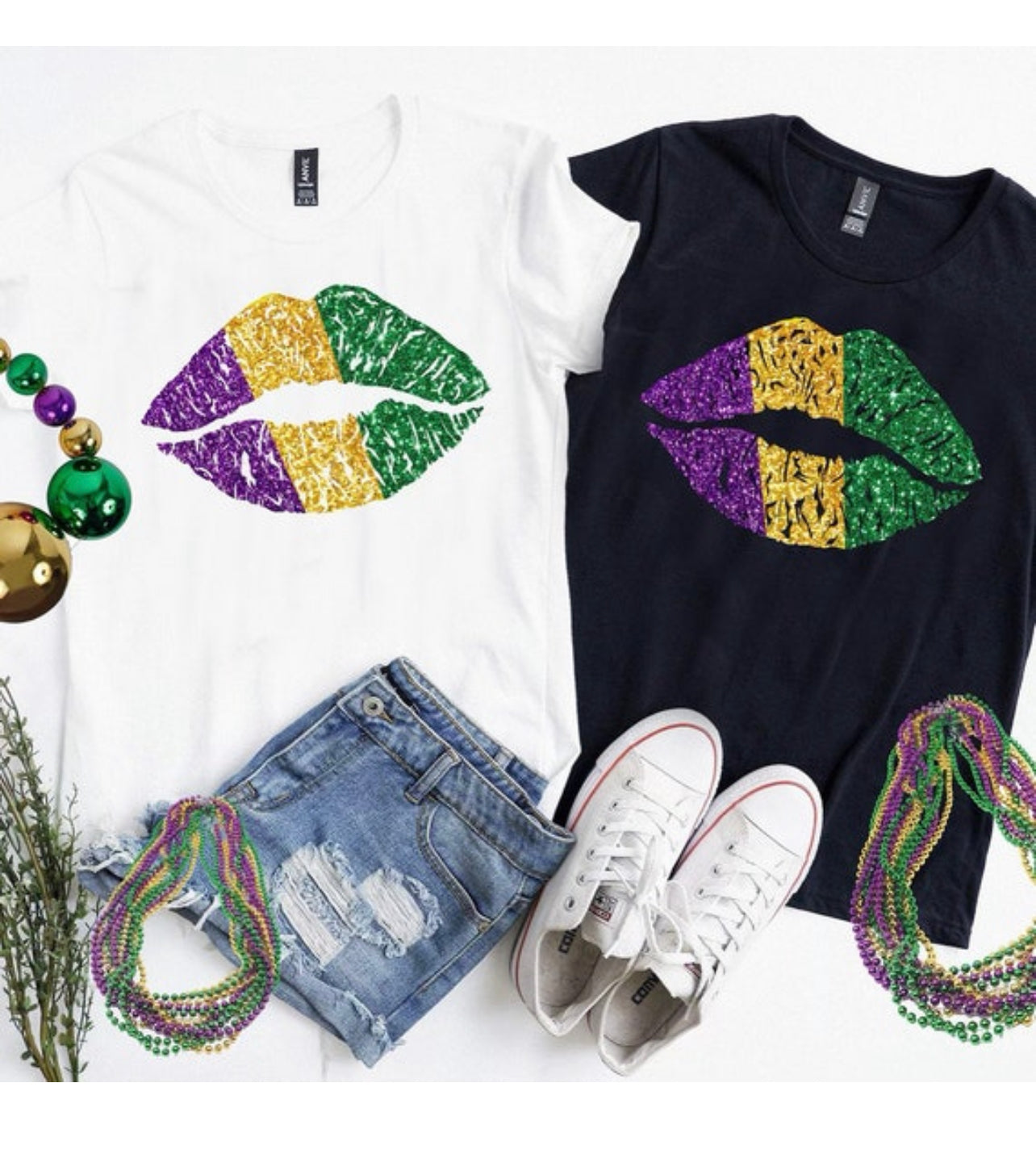 Mardi Gras Lips Glitter Shirt