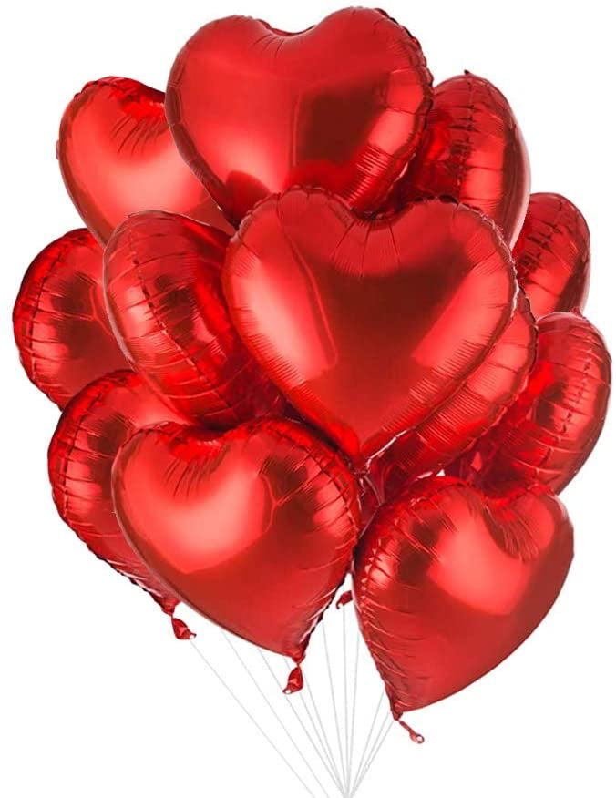 Dozen Red Heart Mylars