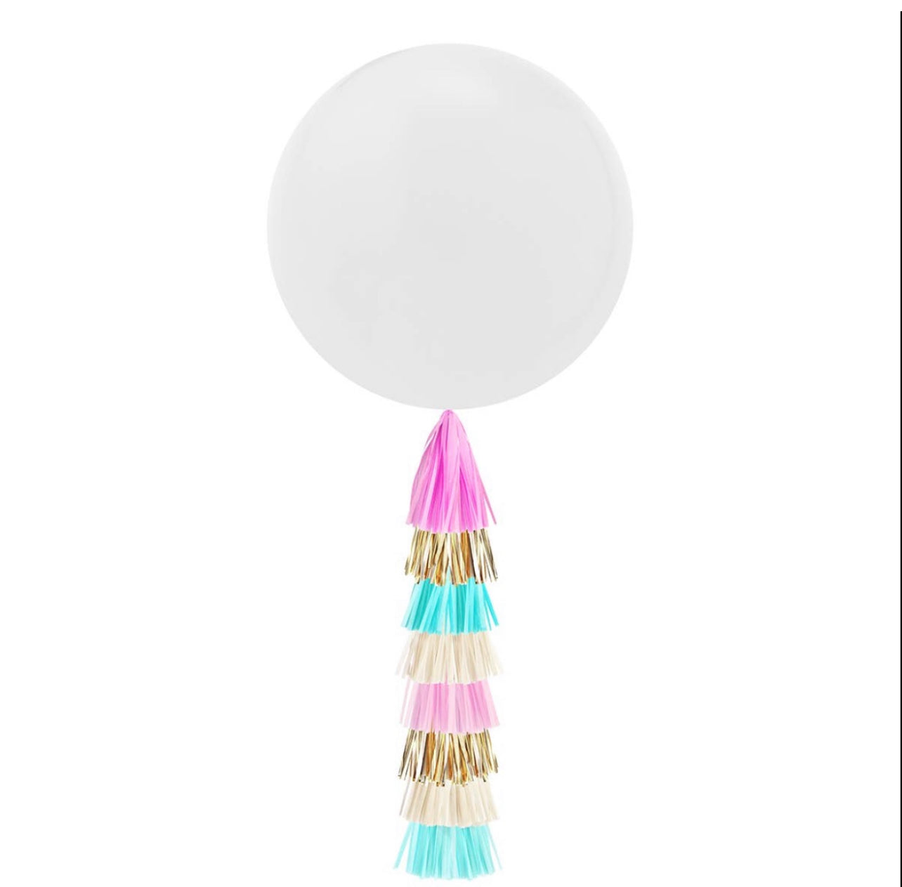 Giant White Balloon with DIY Tassels - Gender Reveal