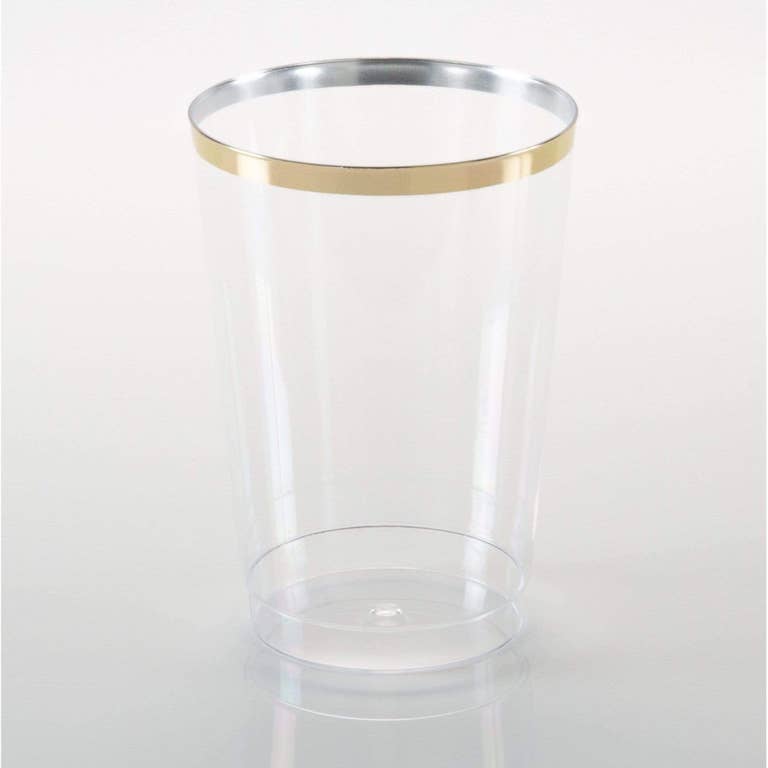 Luxe 12oz Clear Plastic • Gold Plastic Cups | 20 Cups