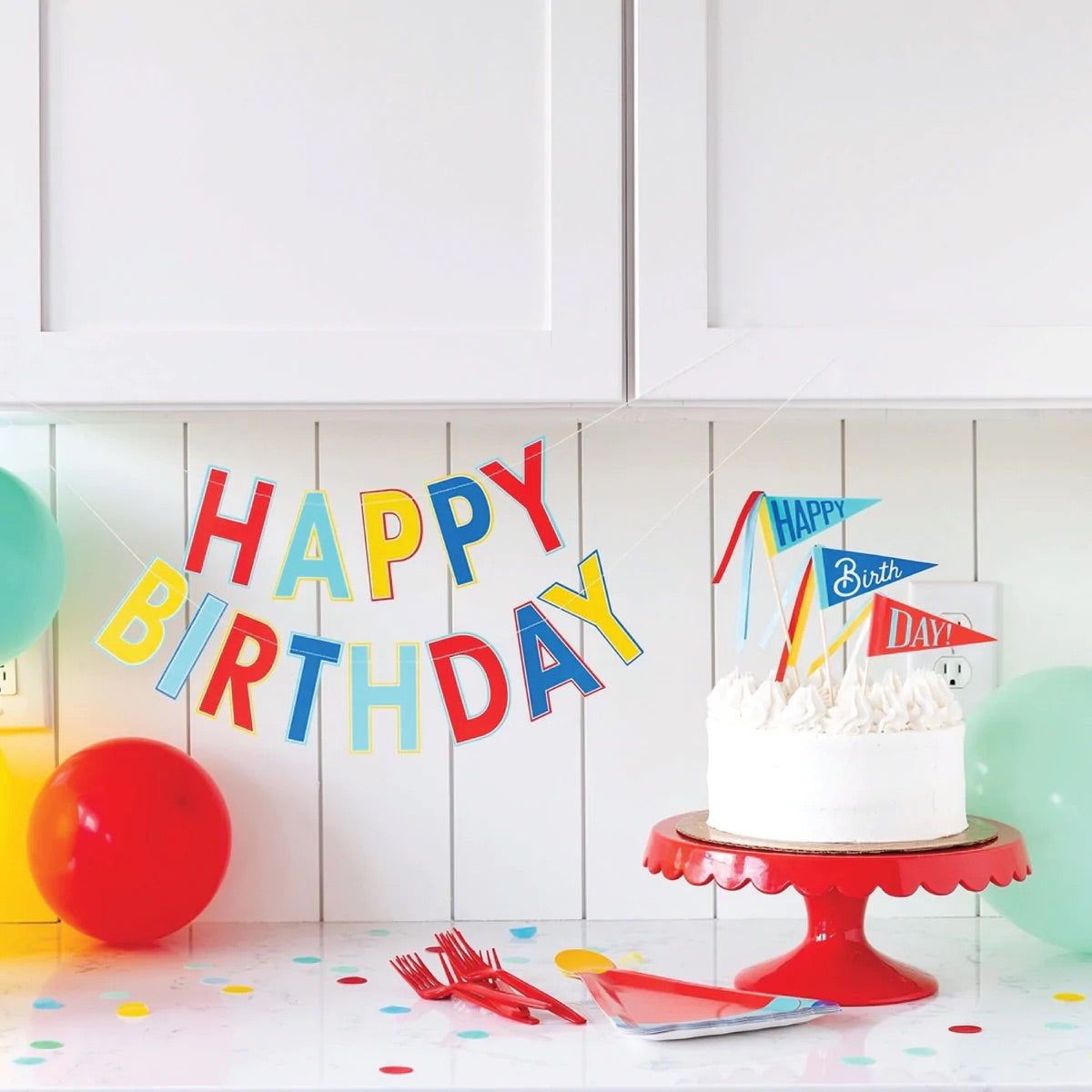 BLUE MULTICOLOR HAPPY BIRTHDAY BANNER
