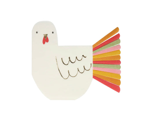 Thanksgiving Fringed Turkey Napkins (x 16)