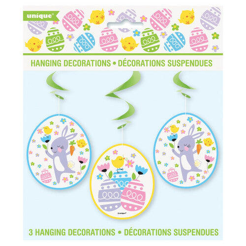 Easter Plaid 3 Pc Hanging Swirls Decorations Bunny Chick Eggs