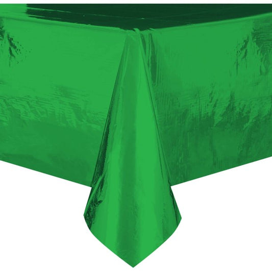 Green Foil Rectangular Plastic Table Cover 54"x108"