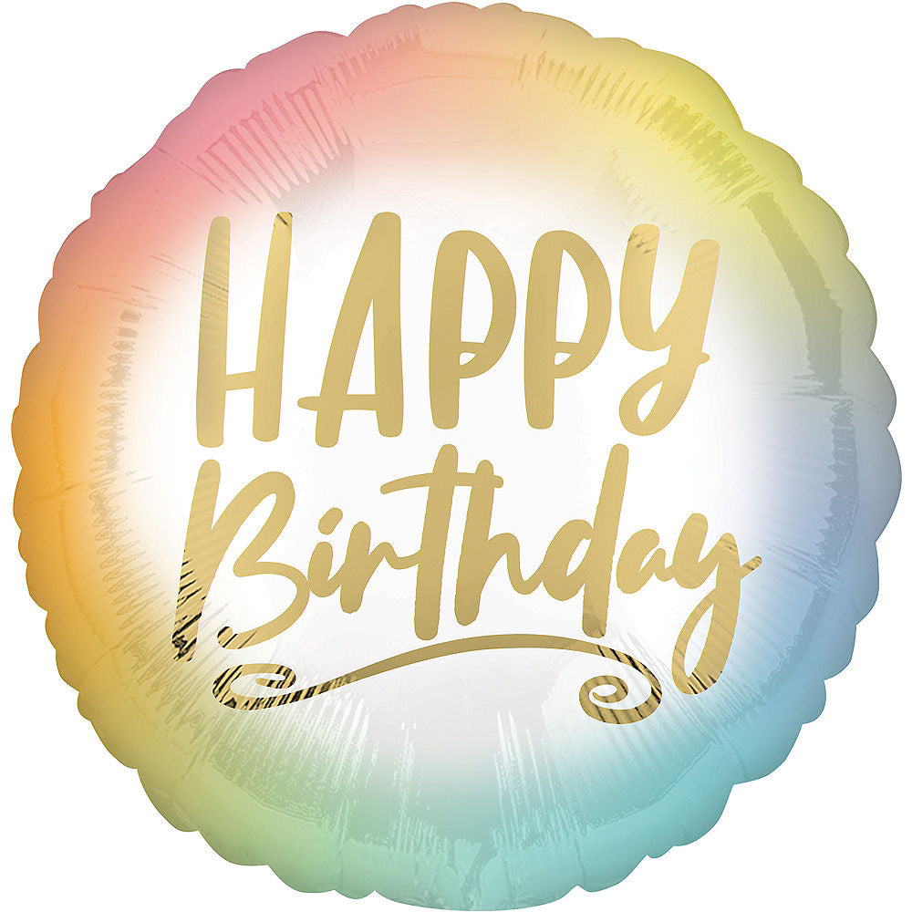 Ombre Rainbow Happy Birthday Balloon, 18in
