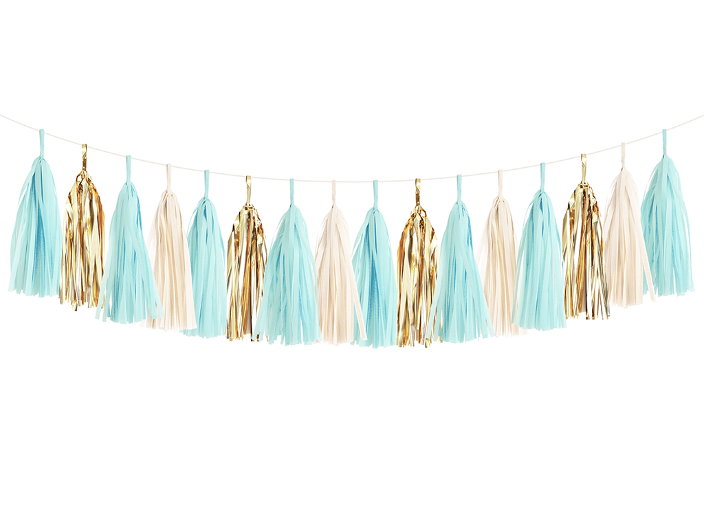 Tassel Garland DIY Kit - Light Blue & Gold