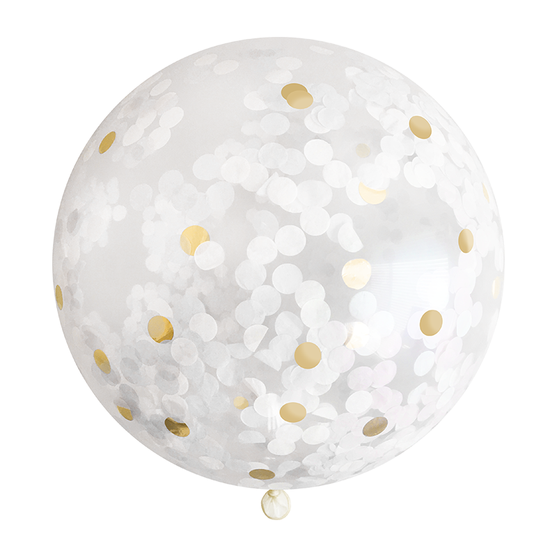 White & Gold Confetti Balloon