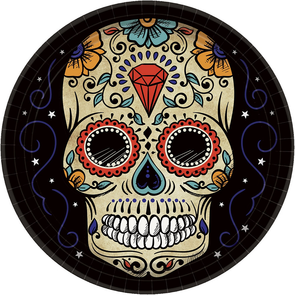 Sugar Skull Dinner Plates 18ct