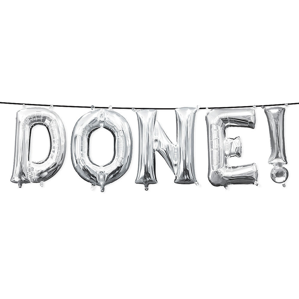 Air-Filled Silver Done Letter Balloon Kit 5pc *