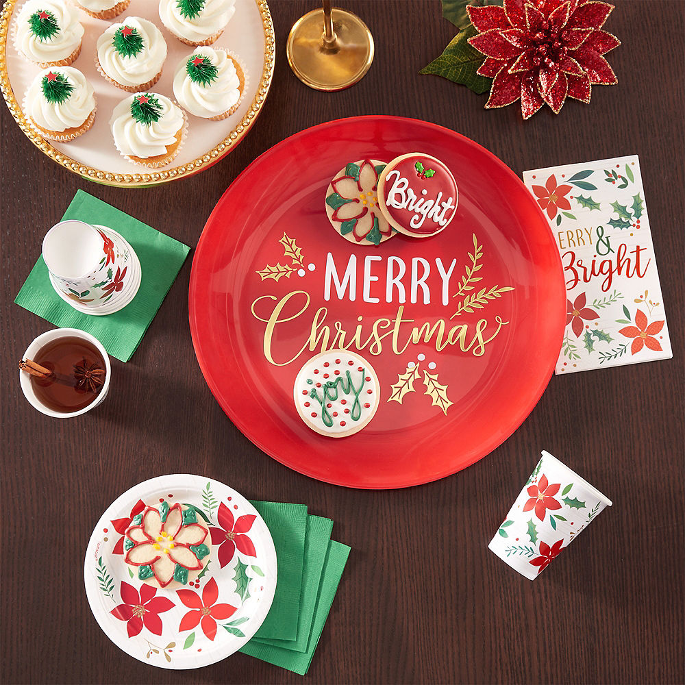 Metallic Merry Christmas Round Plastic Platter