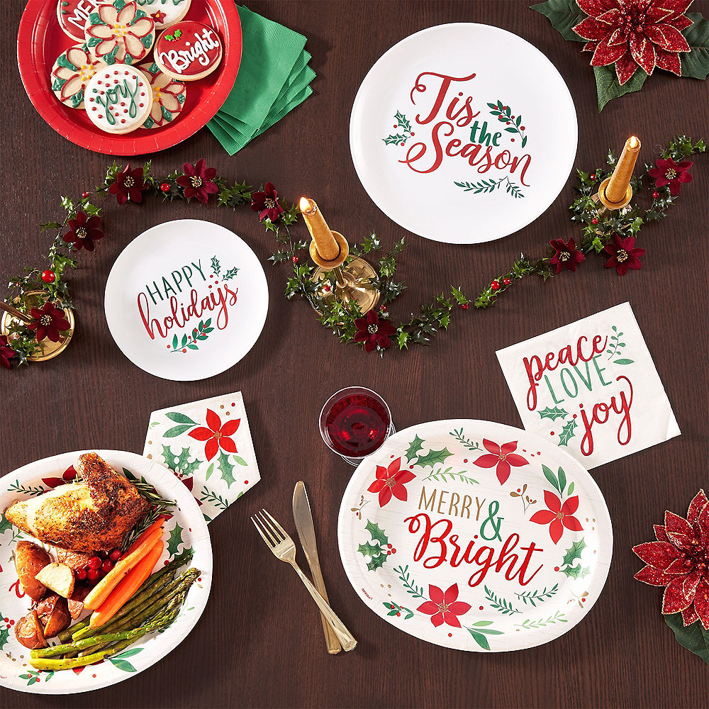 Holly Merry Christmas Oval Plates 8ct