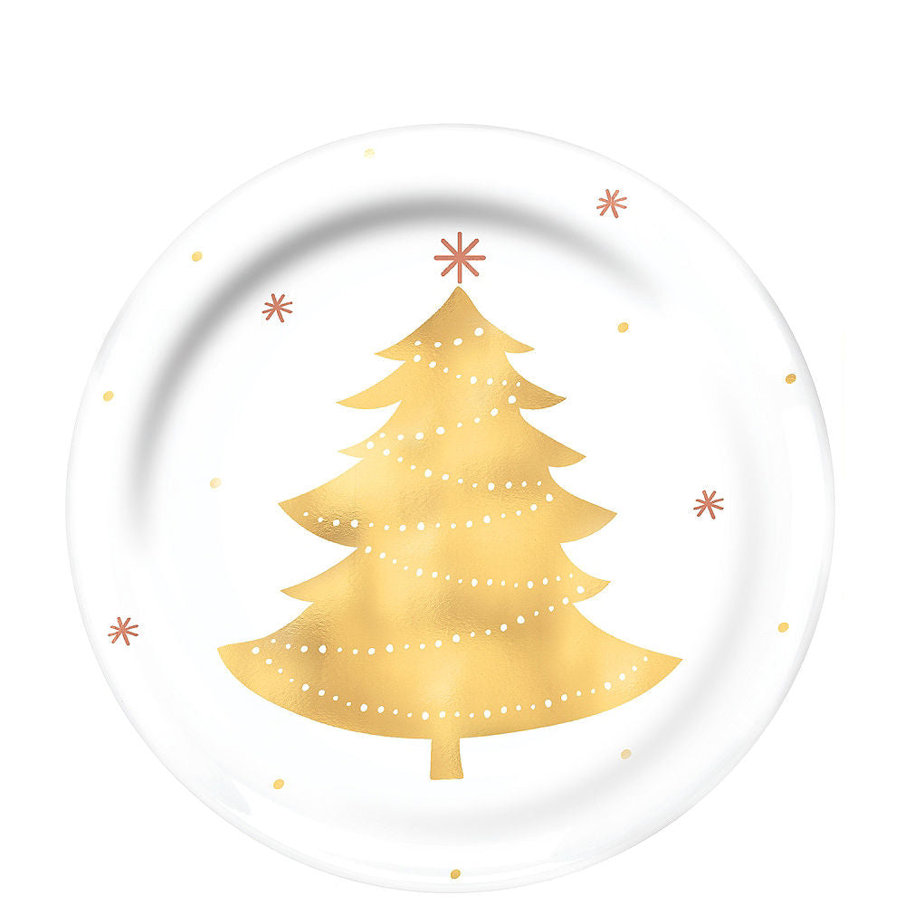 Metallic Christmas Tree Plastic Dessert 7.5" Plates, Set of 4*
