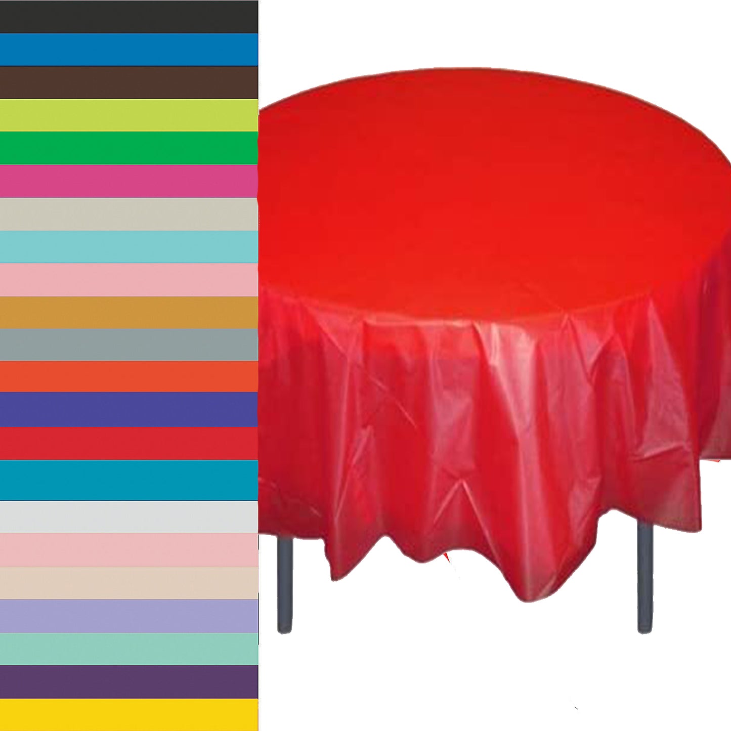 Round Solid Color Plastic 84'' Tablecovers
