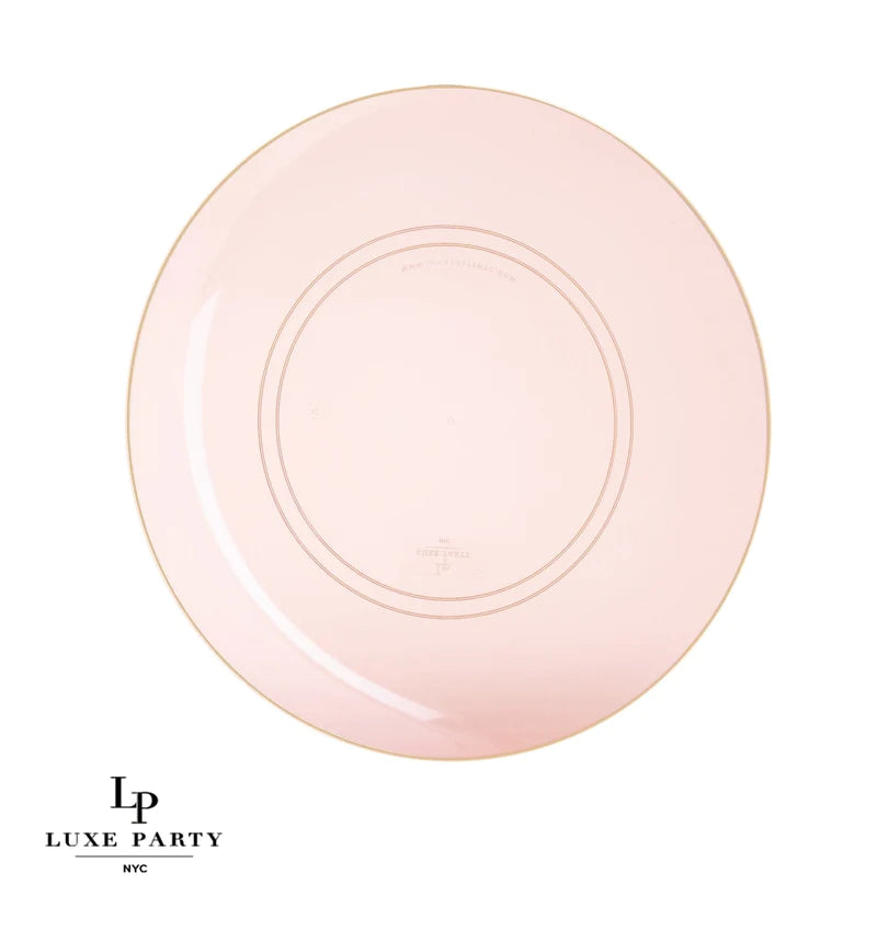 Round Semi Transparent Rose • Gold Plastic Plates | 10 Pack