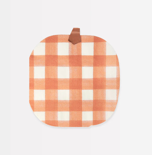 Gingham Pumpkin Napkins, 16 Count