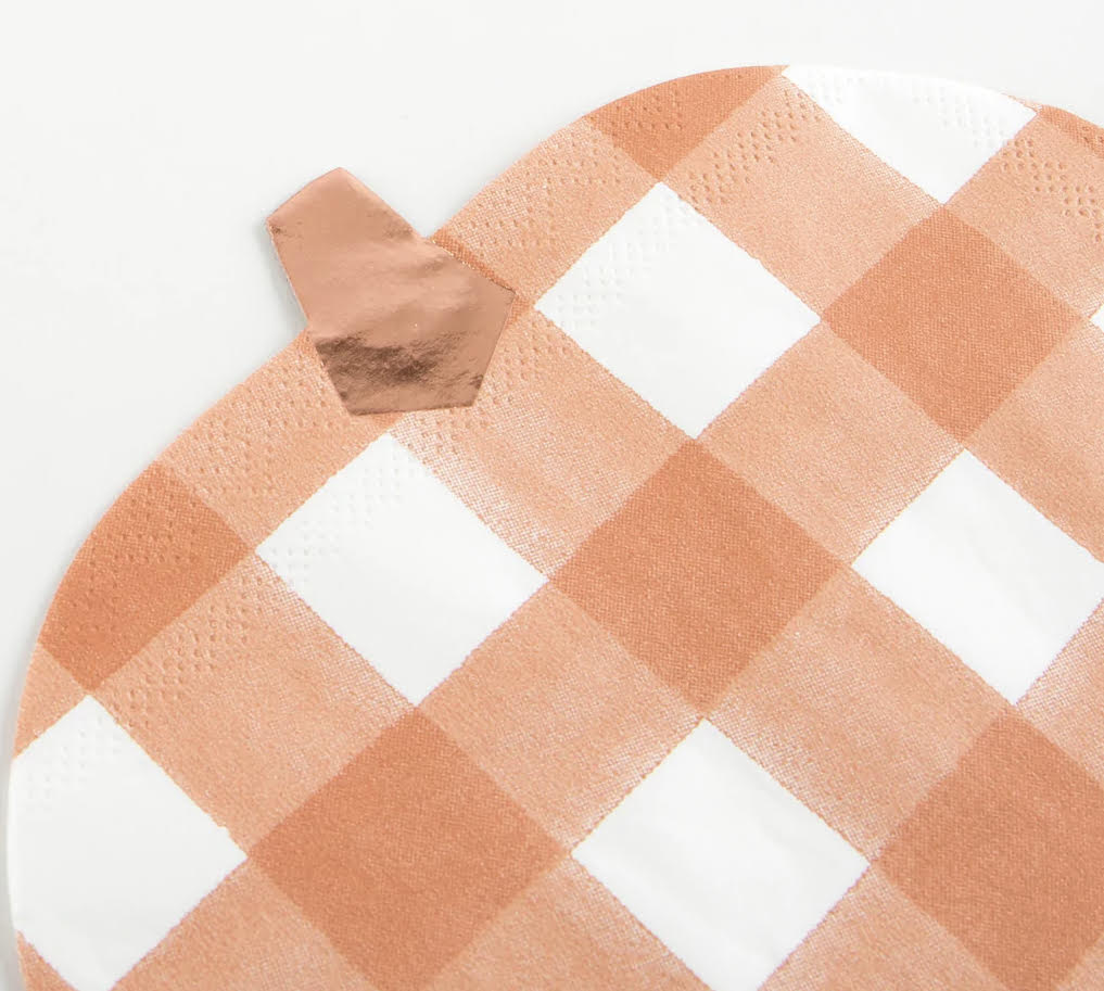Gingham Pumpkin Napkins, 16 Count