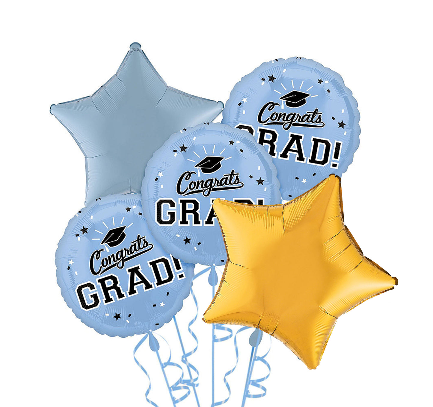 Congrats Grad Carolina Blue Bouquet 5pc
