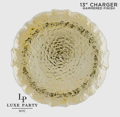 13" Gold Hammered  Round Light Weight Charger Plate | 1 Charger