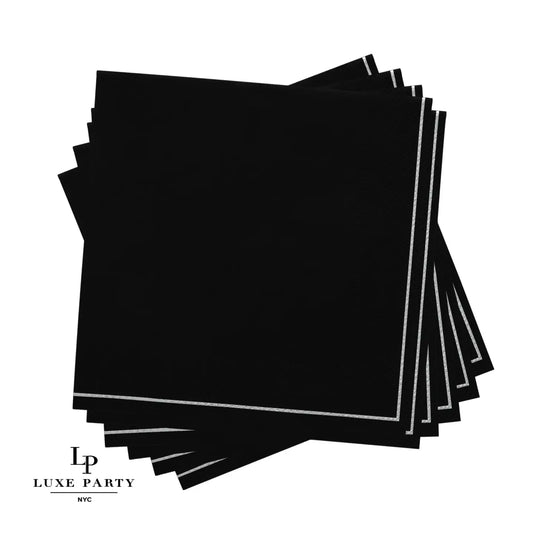 Black and Silver Cocktail Napkins