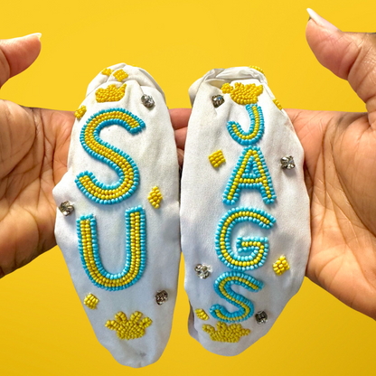 SU White Jag Headband