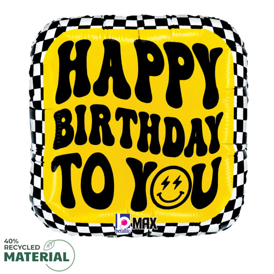 Smiley Checkered Board Birthday Balloon
