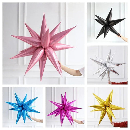 Air-Filled Starburst Balloons, 3D Star Foil