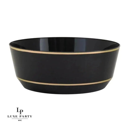 14 oz. Round Black• Gold Plastic Bowls | 10 Pack