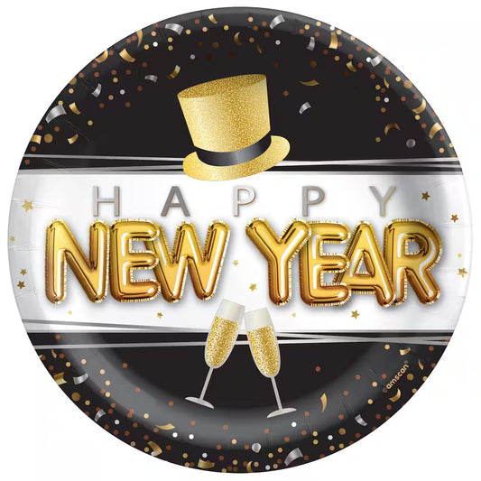 New Years lunch Plates 8.5 inch 50 count