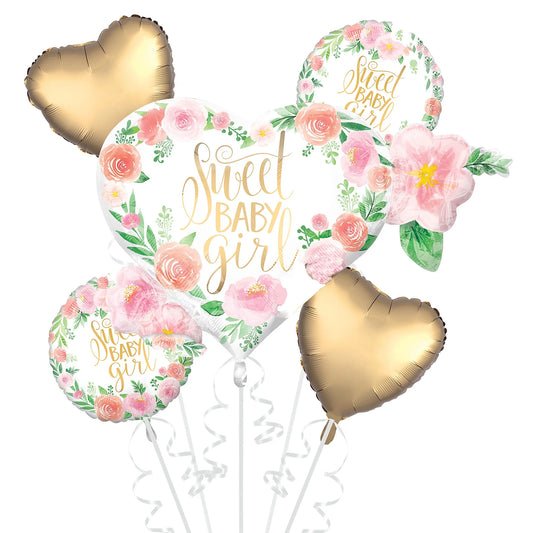 Floral Sweet Baby Girl Balloon Bouquet
