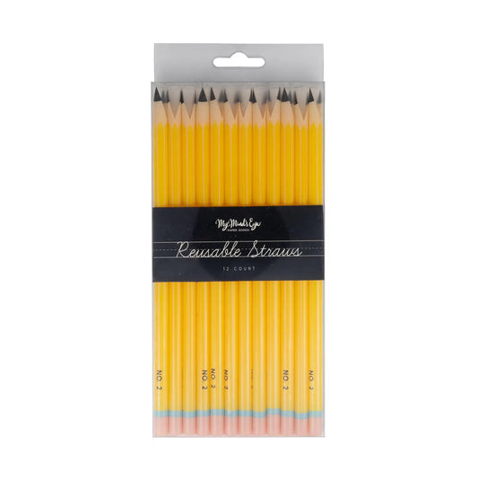 Pencil Reusable Straws - 12 Count*