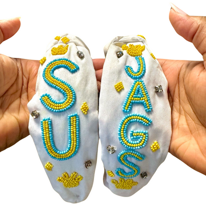 SU White Jag Headband