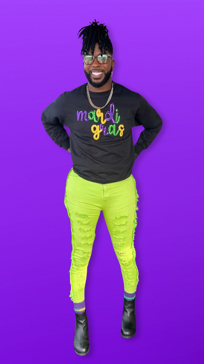 Mardi Gras Shiny Sequence Sweater