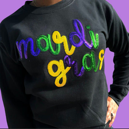 Mardi Gras Shiny Sequence Sweater
