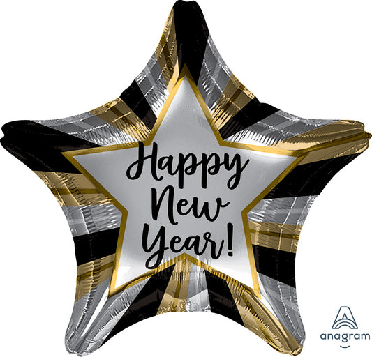 Happy New Years Radiant Star Foil Balloon