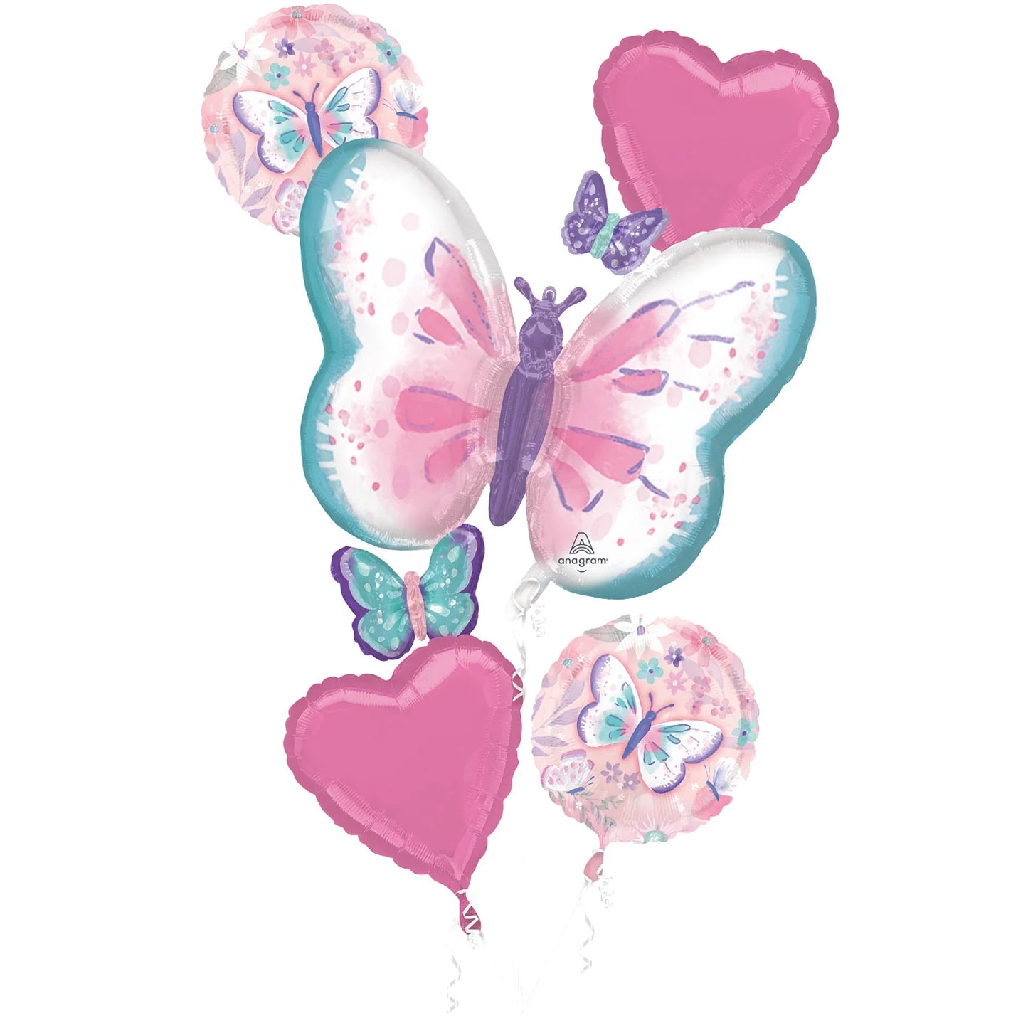 Pastel Butterfly Balloon Bouquet, 5pc