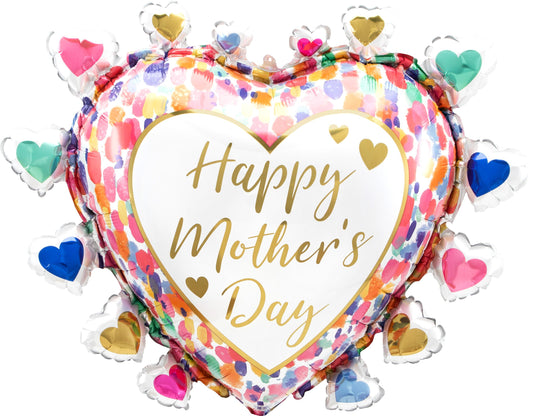 Satin Happy Mother's Day Colorful Watercolor Foil Balloon, 27 inch