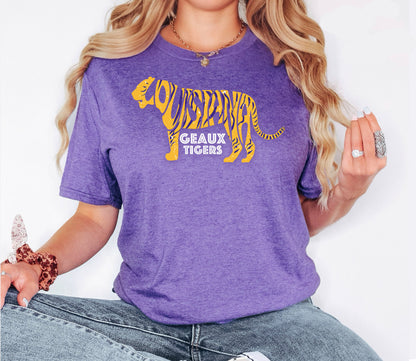 Geaux Tigers Heather Purple Tee